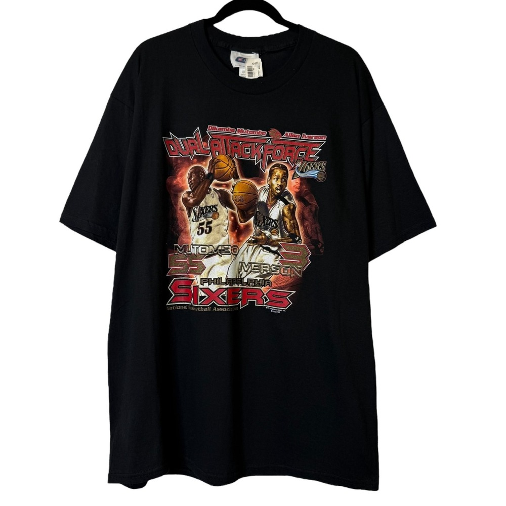 VTG 2001 Iverson Mutombo NBA Philadelphia 76ers Sixers T-Shirt XL NWT